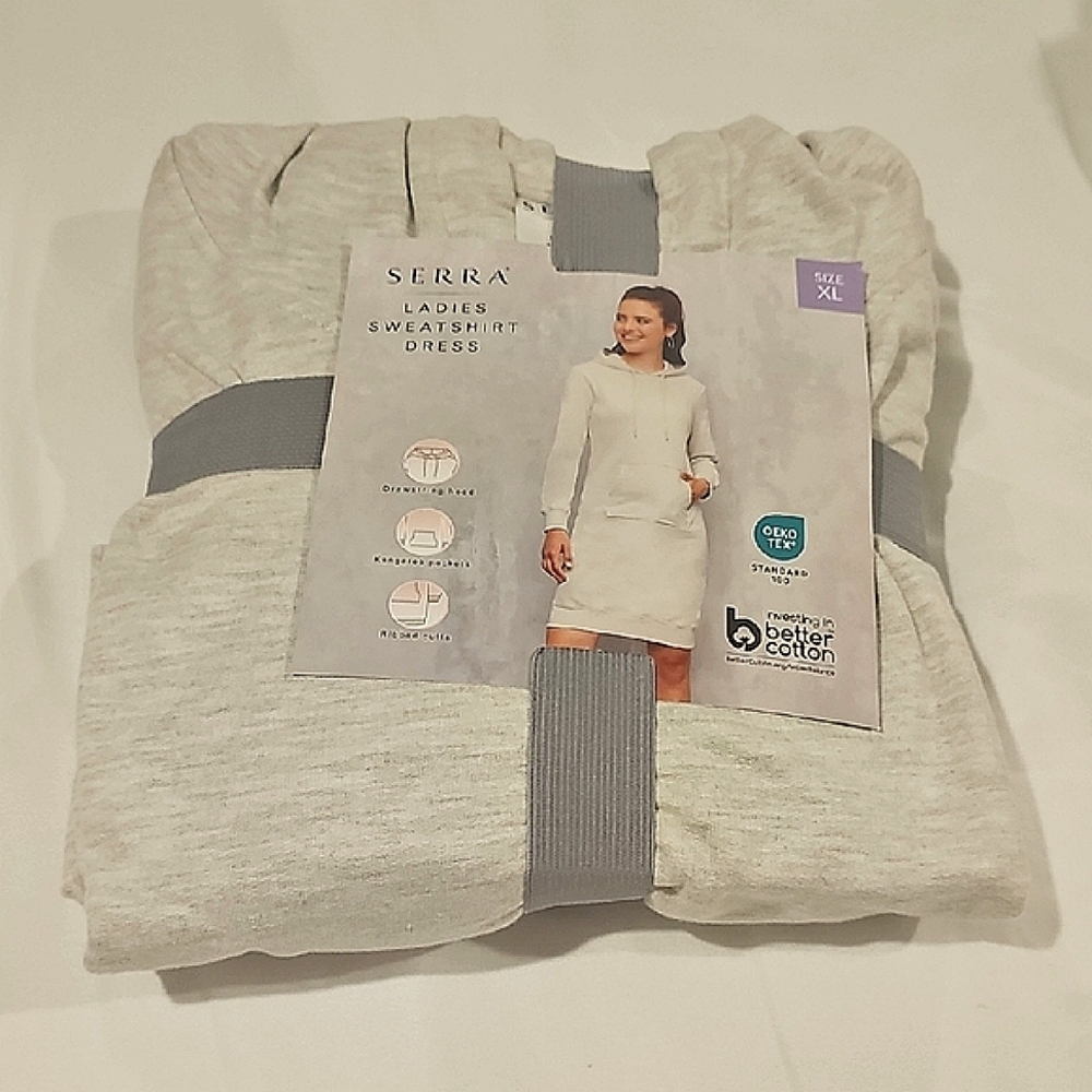 SERRA Ladies Sweatshirt DressWith Kangeroo Pockets Size XL